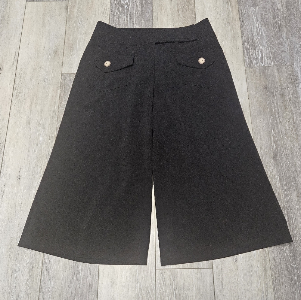 Hanna & Gracie Y2K Vintage Wide Leg Gaucho Pants Trouser Black Women's 8 Petite